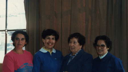 Hna. Julia, Sra. Ana Hermosilla Directora CNJ años 1992-1998, Hna. Isabel, Hna Elisa. Año 1993
